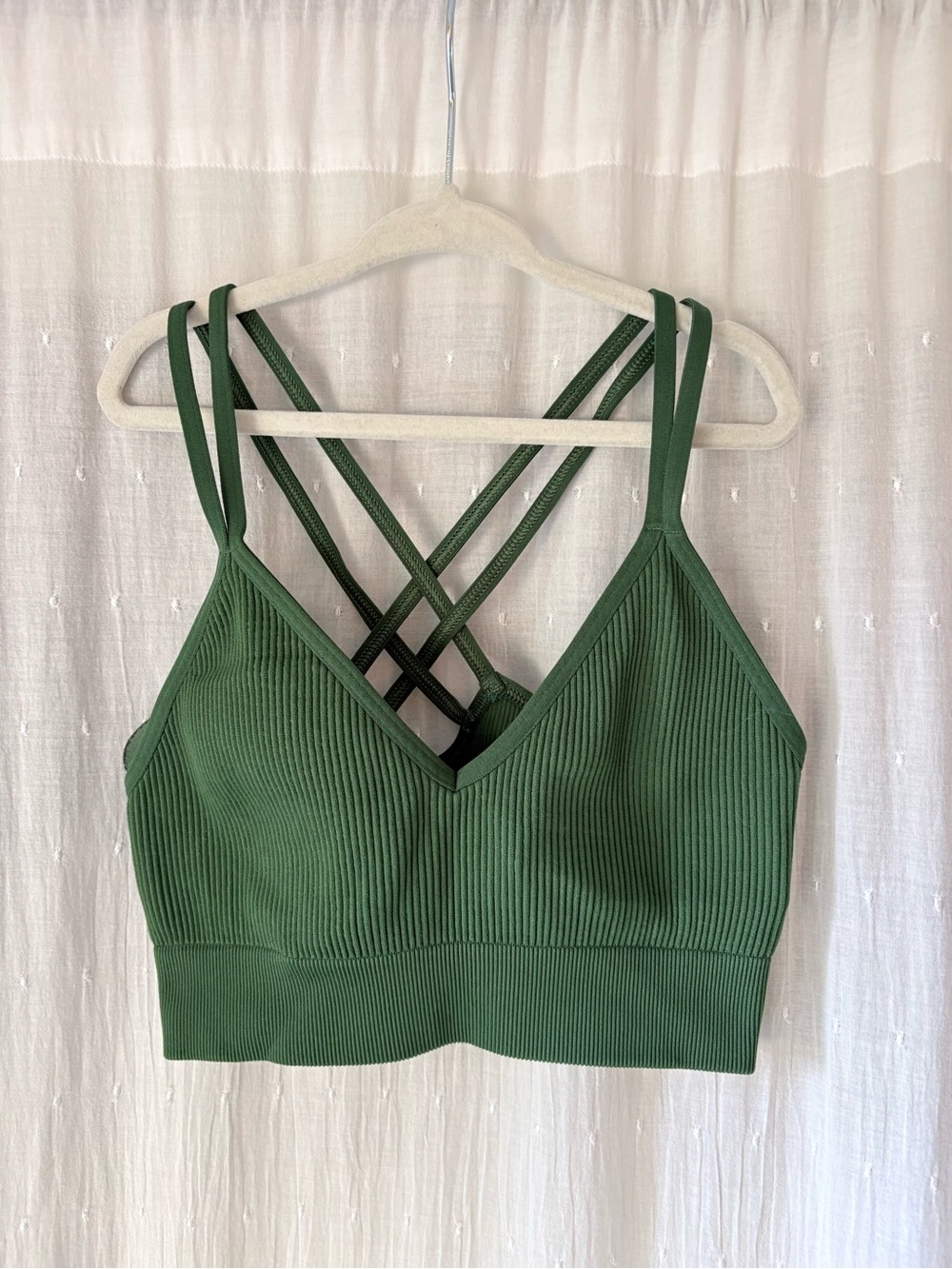 aerie Ribbed Crisscross Bralette - Forest Green